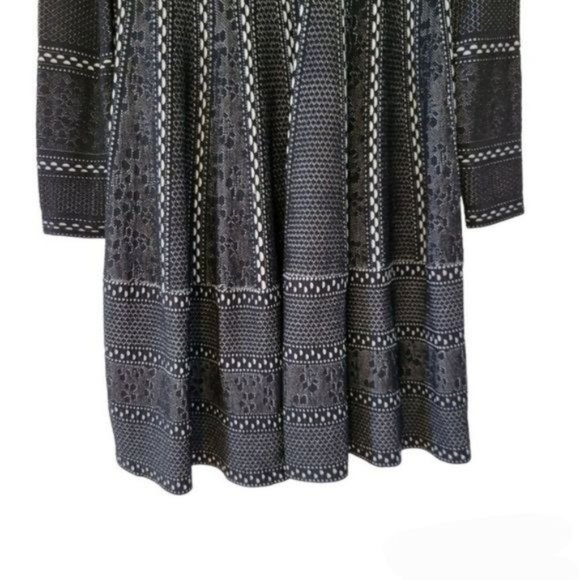 Katherine Barclay Long Sleeve Midi Pleated Dress Size 2X Black White. - Picture 7 of 11